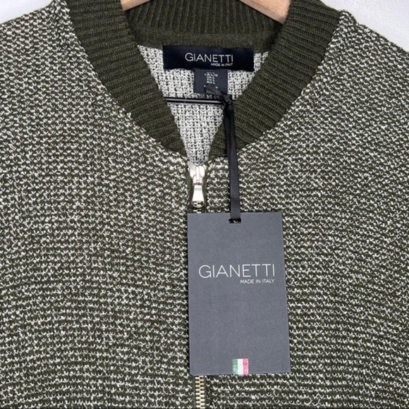 Gianetti Mens Long Sleeve Green Zip Up Italian Wool Blend Jacket Size Large - Picture 5 of 9
